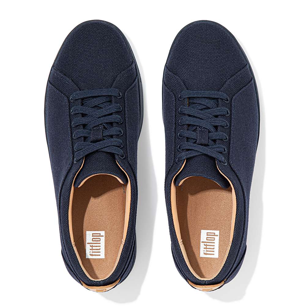 Navy Women's Fitflop RALLY Canvas Sneakers | CB6729185