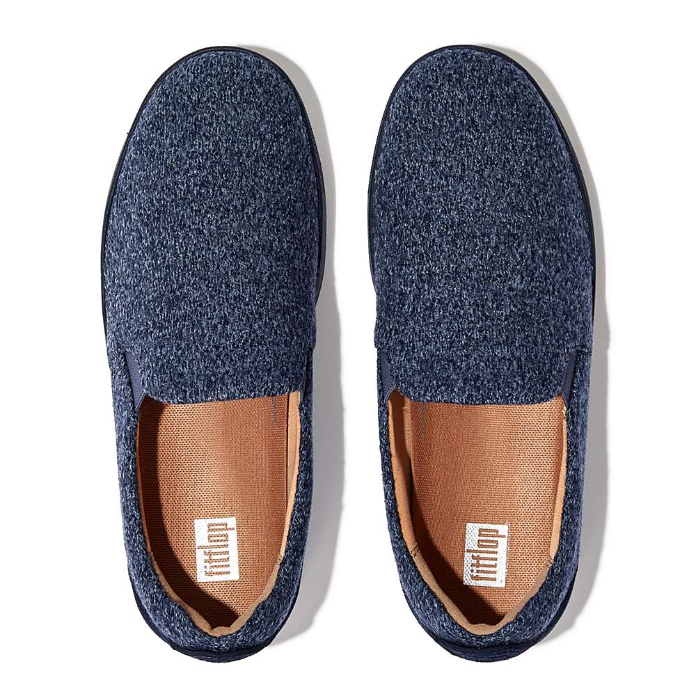 Navy Women's Fitflop RALLY E01 Merino Wool-Mix Skate Sneakers | WM9374162