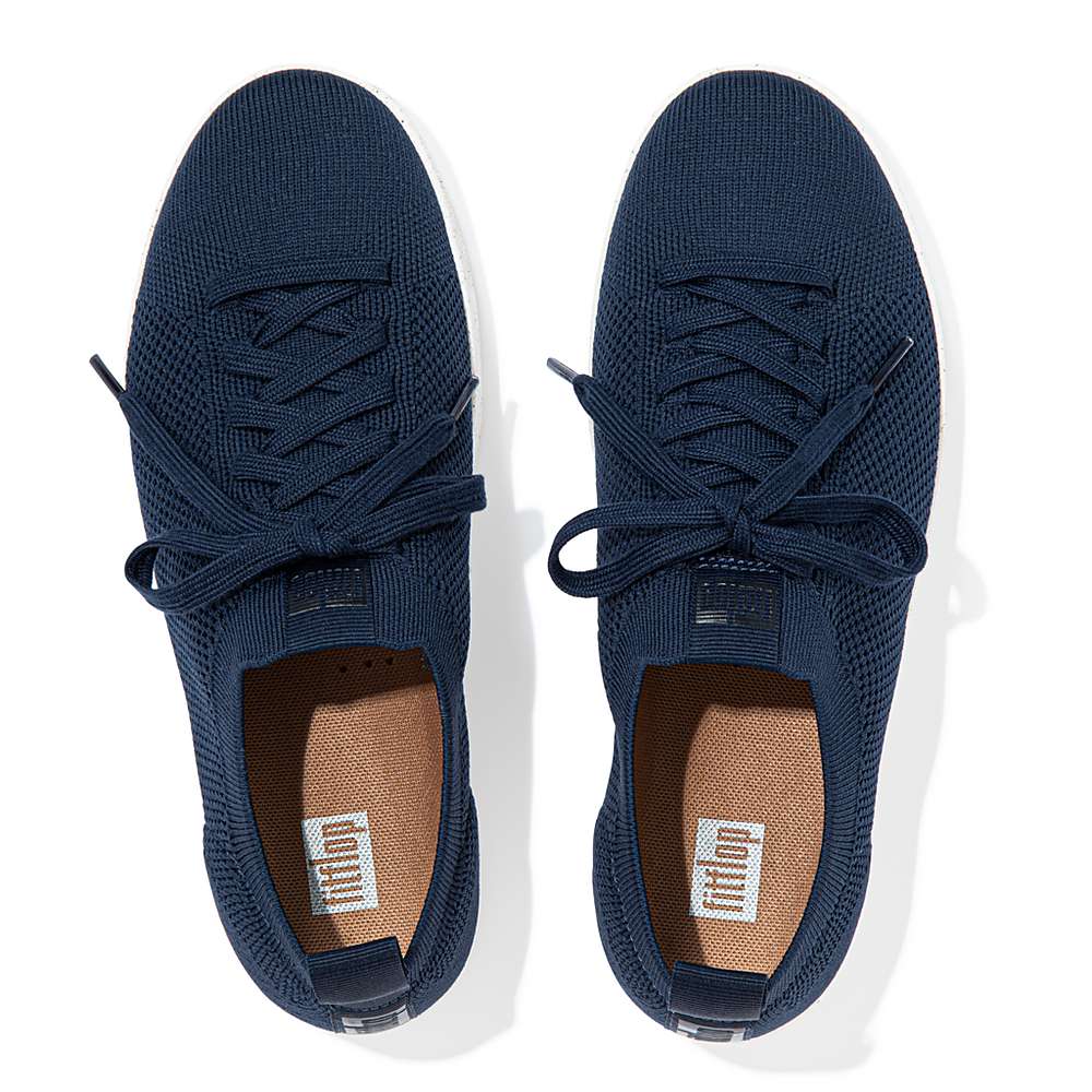 Navy Women's Fitflop RALLY E01 Multi-Knit Sneakers | KW0562391