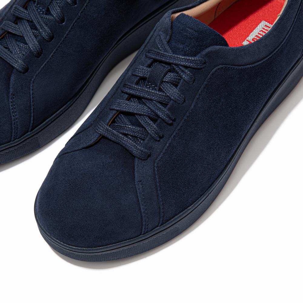 Navy Women's Fitflop RALLY Suede Sneakers | RW5173862