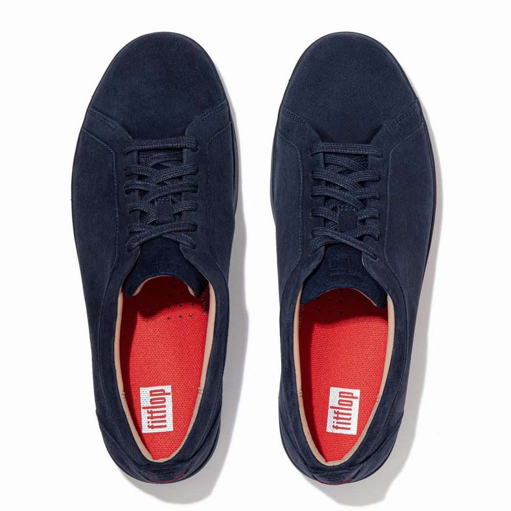 Navy Women's Fitflop RALLY Suede Sneakers | RW5173862