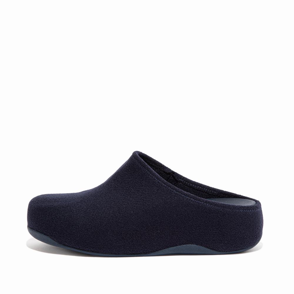 Navy Women\'s Fitflop SHUV Cushy Felt Clog Slippers | LT7183029