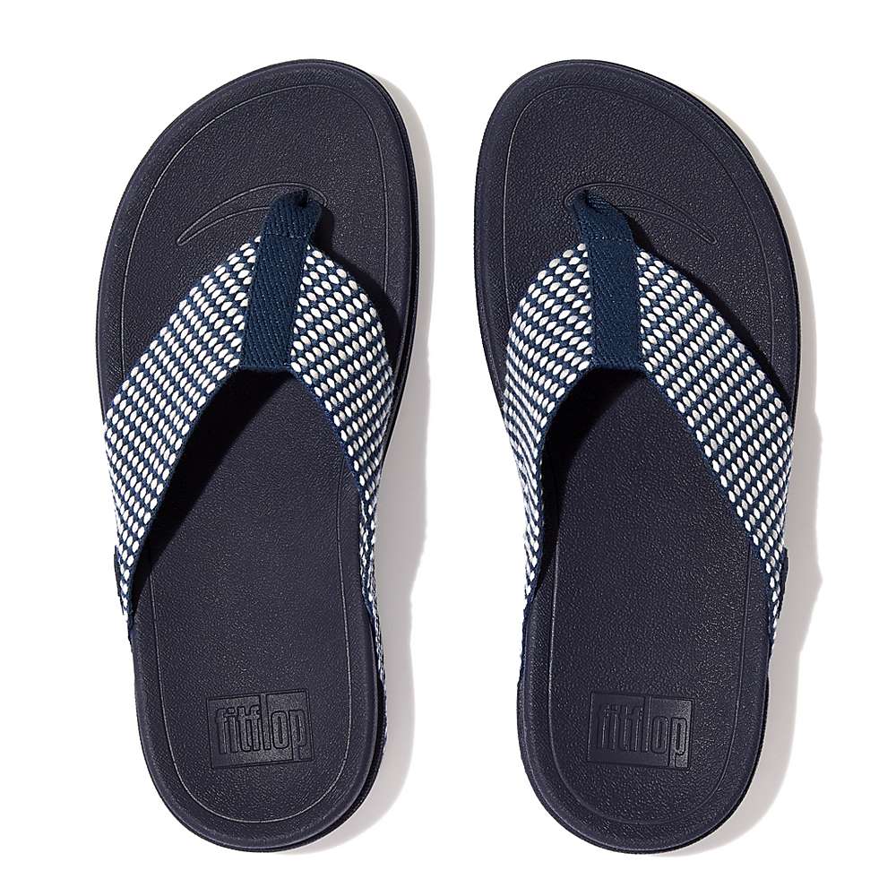 Navy Women's Fitflop SURFA Webbing Toe-Post Sandals | YZ8214576