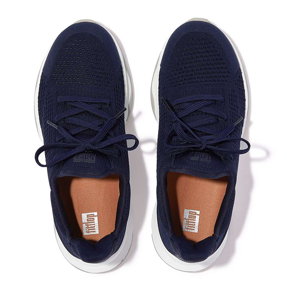 Navy Women's Fitflop VITAMIN FFX Knit Sports Sneakers | OP1036827