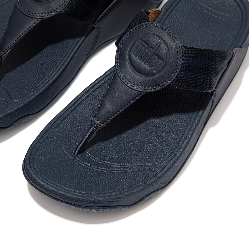 Navy Women's Fitflop WALKSTAR Webbing Toe-Post Sandals | NF3870294