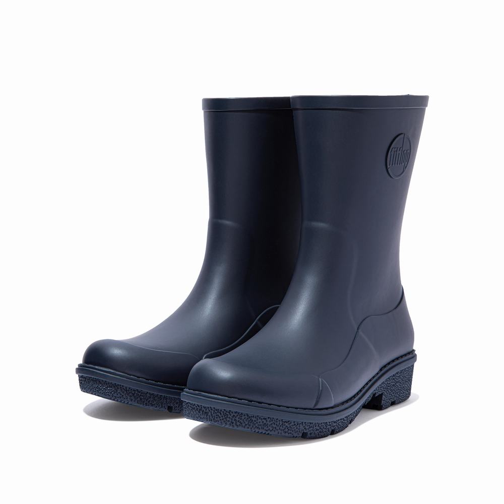 Navy Women's Fitflop WONDERWELLY Short Rain Boots | FB3187249