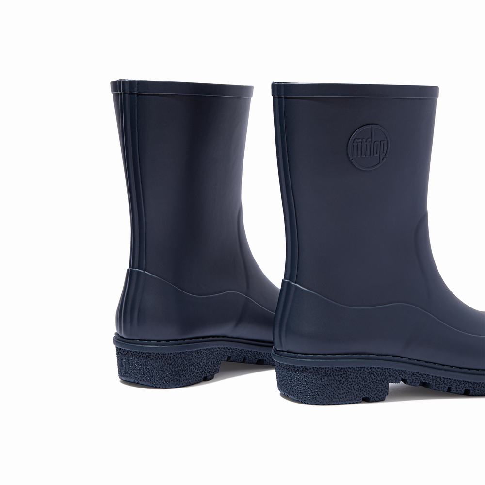 Navy Women's Fitflop WONDERWELLY Short Rain Boots | FB3187249