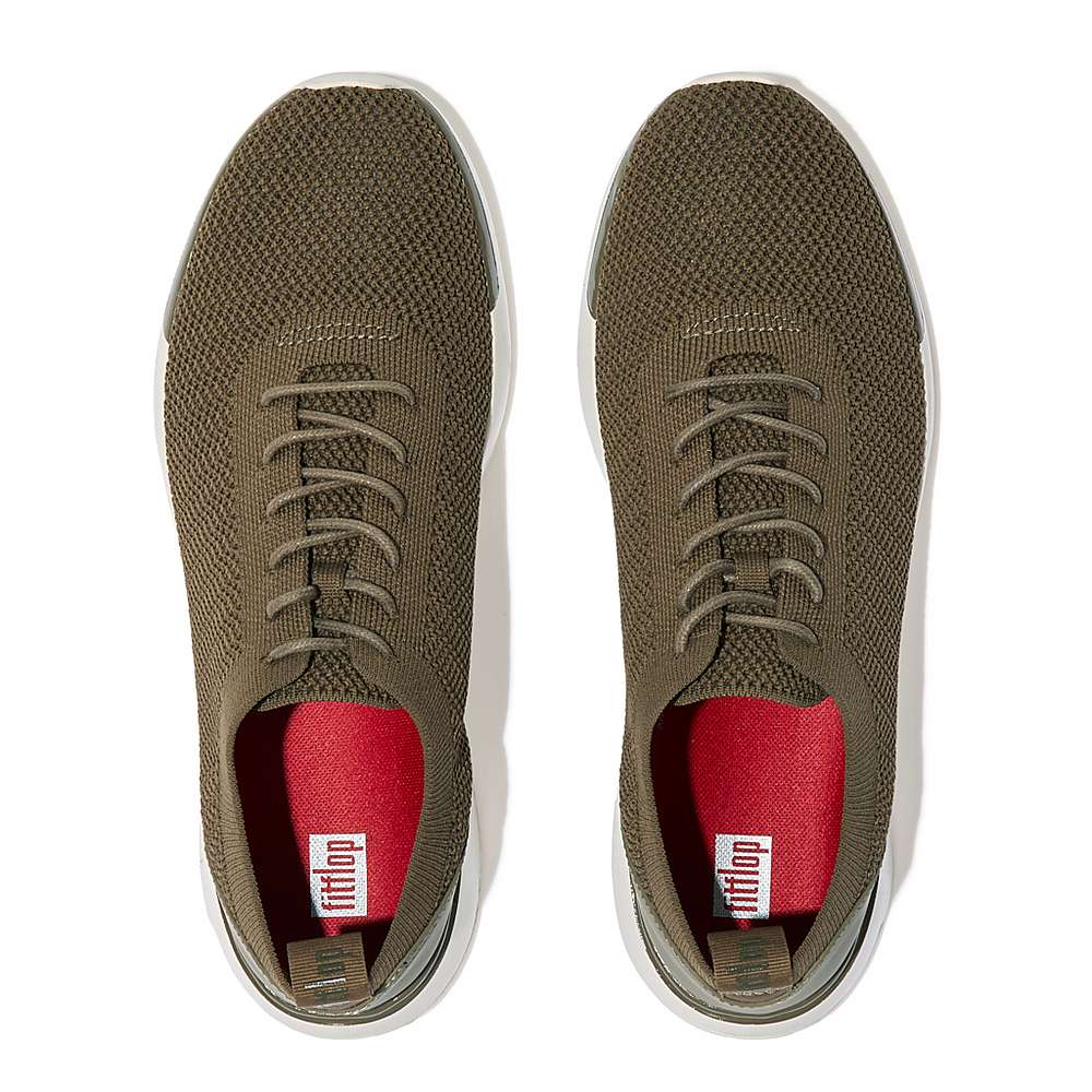 Olive Men's Fitflop FLEXKNIT Knit Sneakers | ES1852349