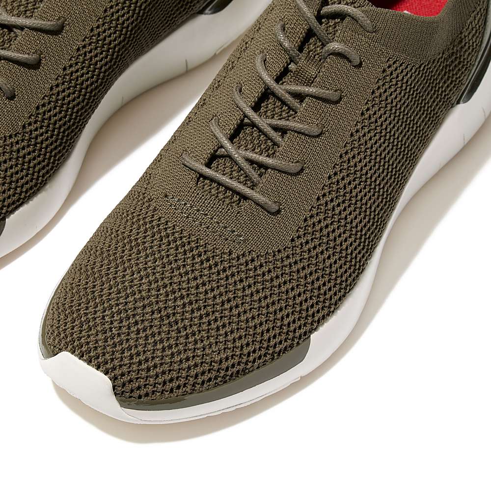 Olive Men's Fitflop FLEXKNIT Knit Sneakers | ES1852349