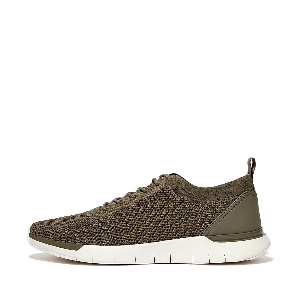 Olive Men\'s Fitflop FLEXKNIT Knit Sneakers | ES1852349