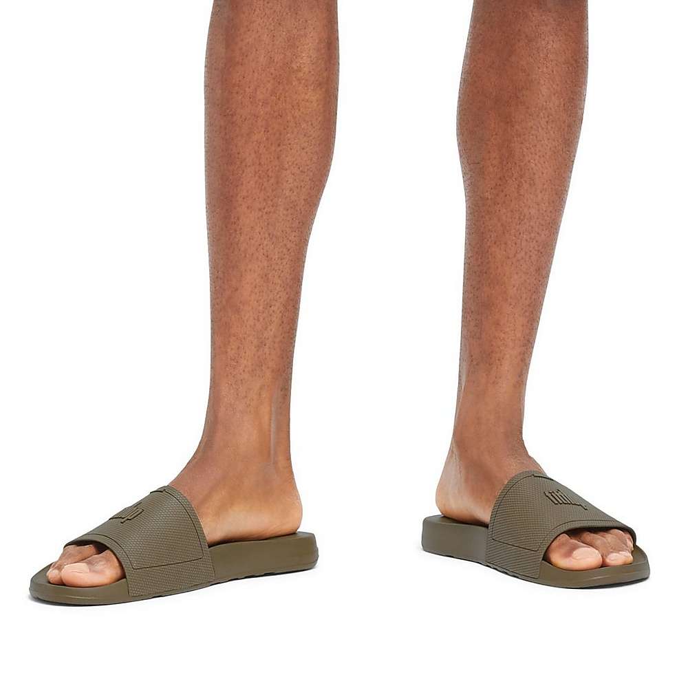 Olive Men's Fitflop IQUSHION Pool Slides | ZE2680347