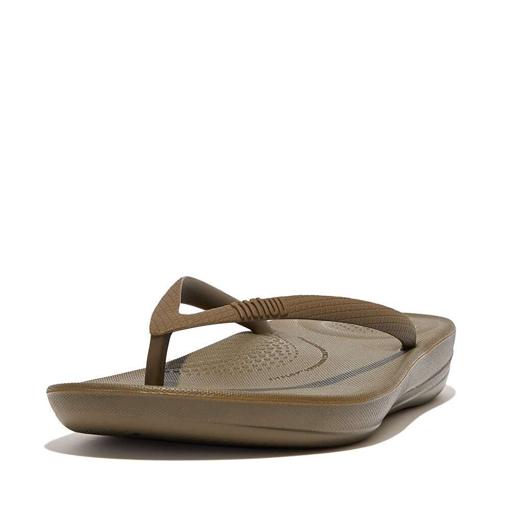 Olive Women's Fitflop IQUSHION Ergonomic Flip Flops | VY3809542