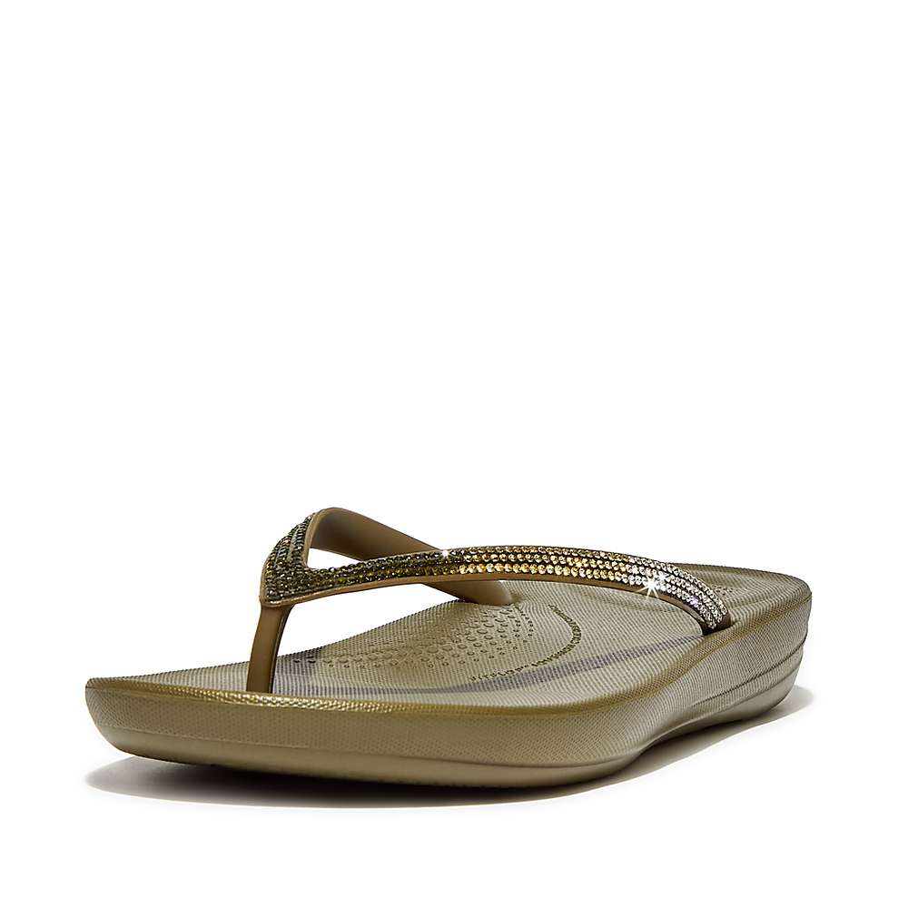 Olive Women's Fitflop IQUSHION Ombre Sparkle Flip Flops | RE7143596