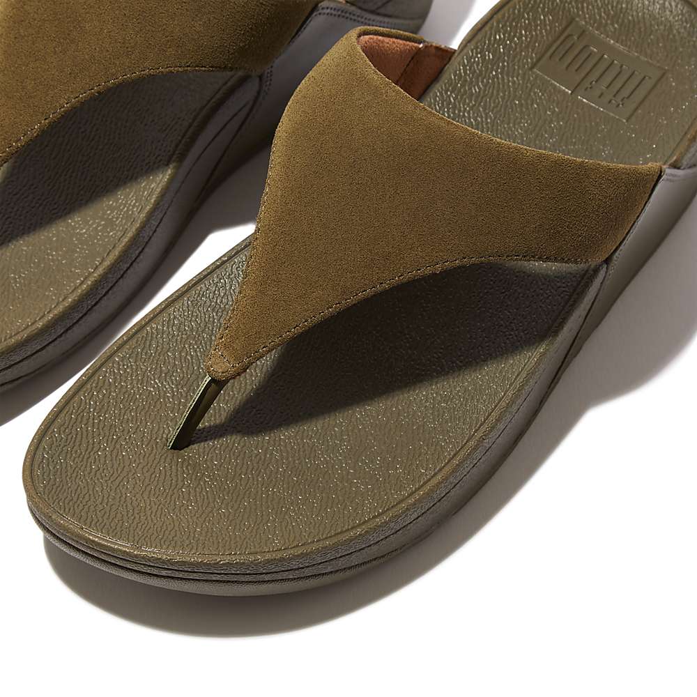 Olive Women's Fitflop LULU Suede Toe-Post Sandals | WY5048271