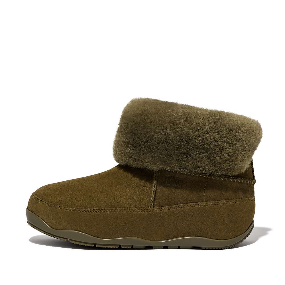 Olive Women's Fitflop Original MUKLUK SHORTY Double-Faced Shearling Ankle Boots | JS3804752