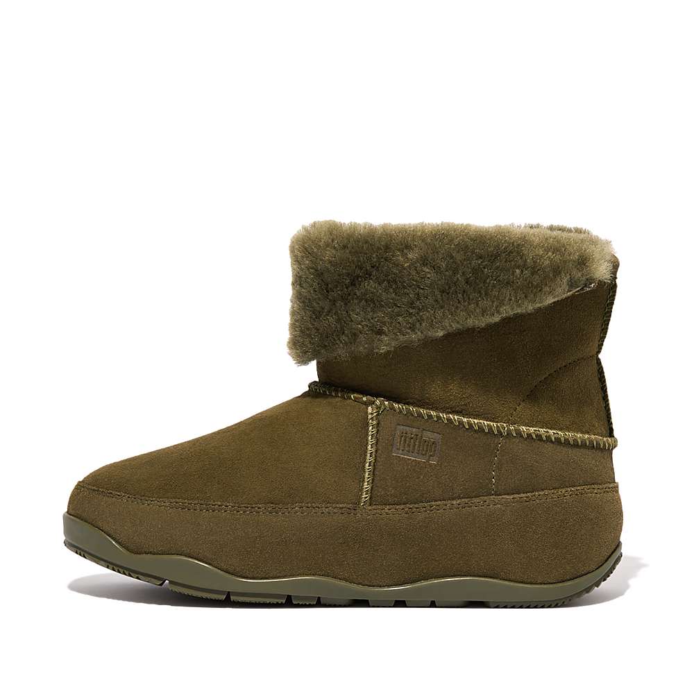 Olive Women's Fitflop Original MUKLUK SHORTY Double-Faced Shearling Ankle Boots | JS3804752