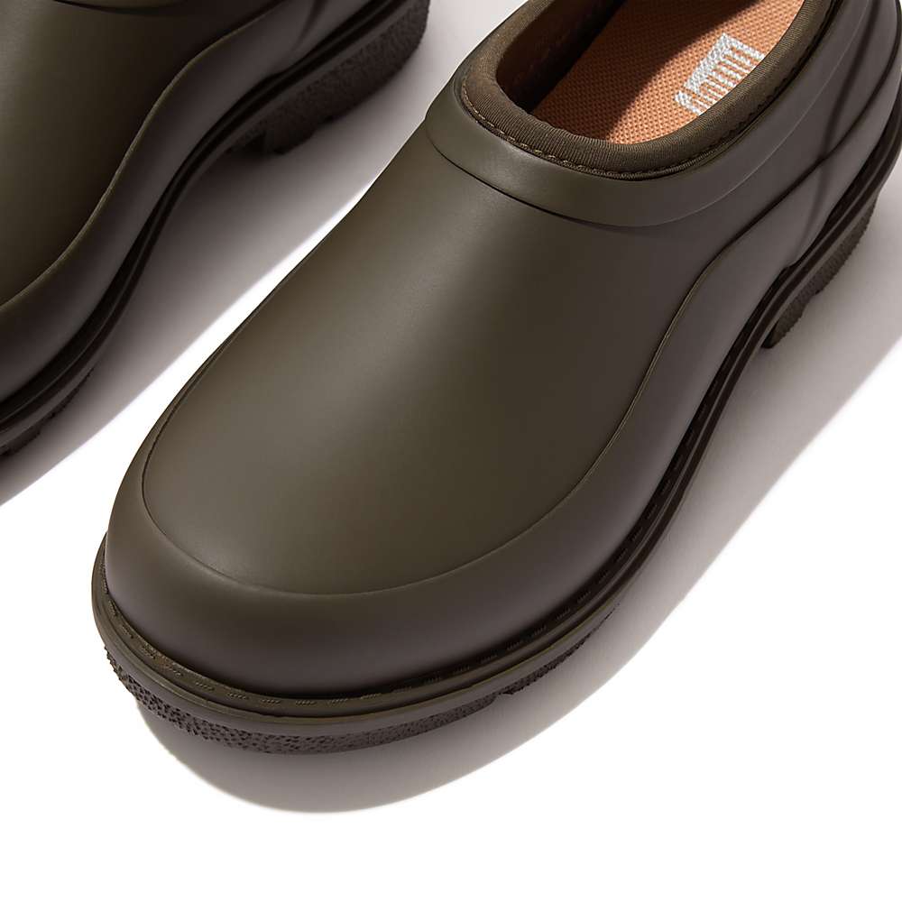 Olive Women's Fitflop WONDERCLOG Waterproof Rubber Clogs | SY9517638