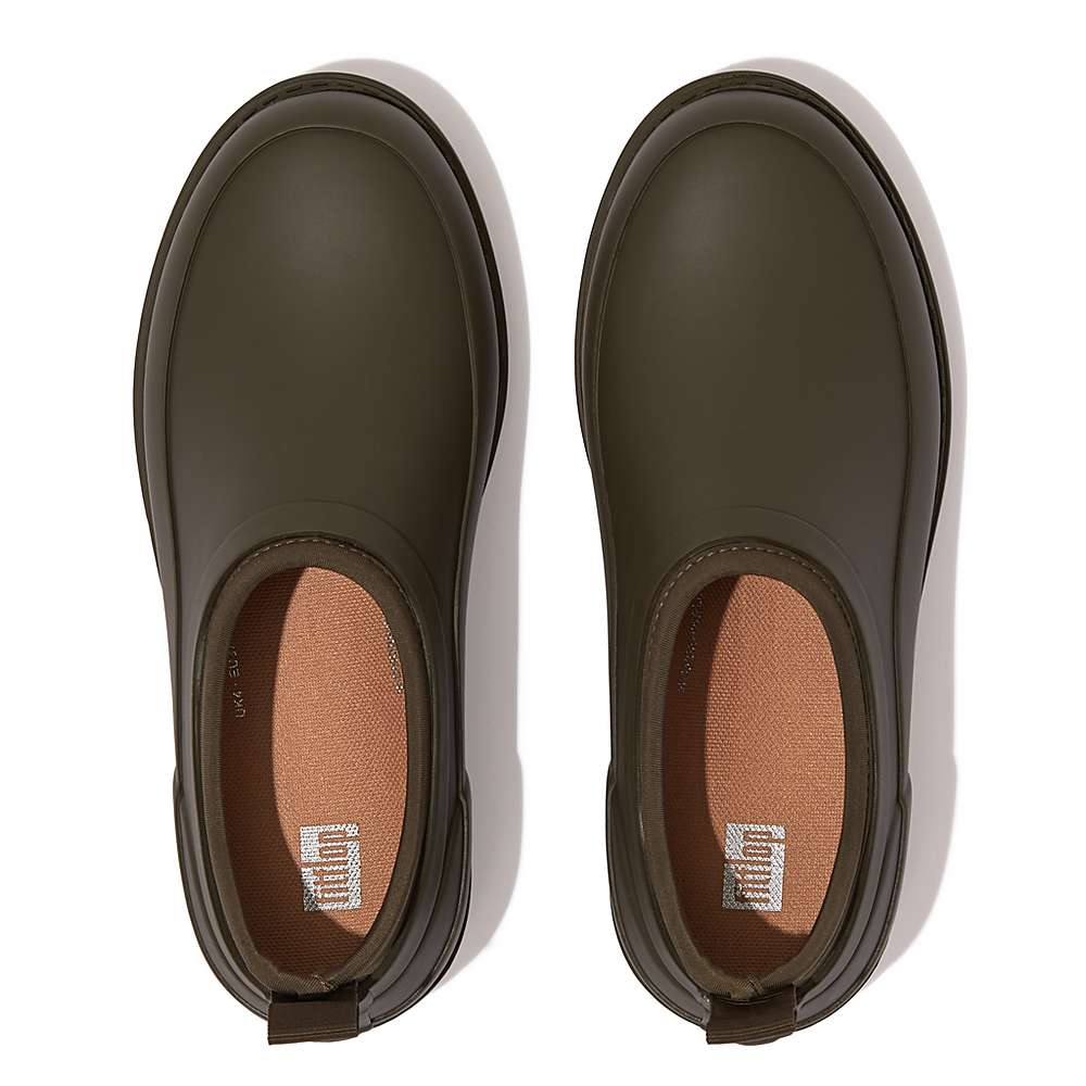 Olive Women's Fitflop WONDERCLOG Waterproof Rubber Clogs | SY9517638