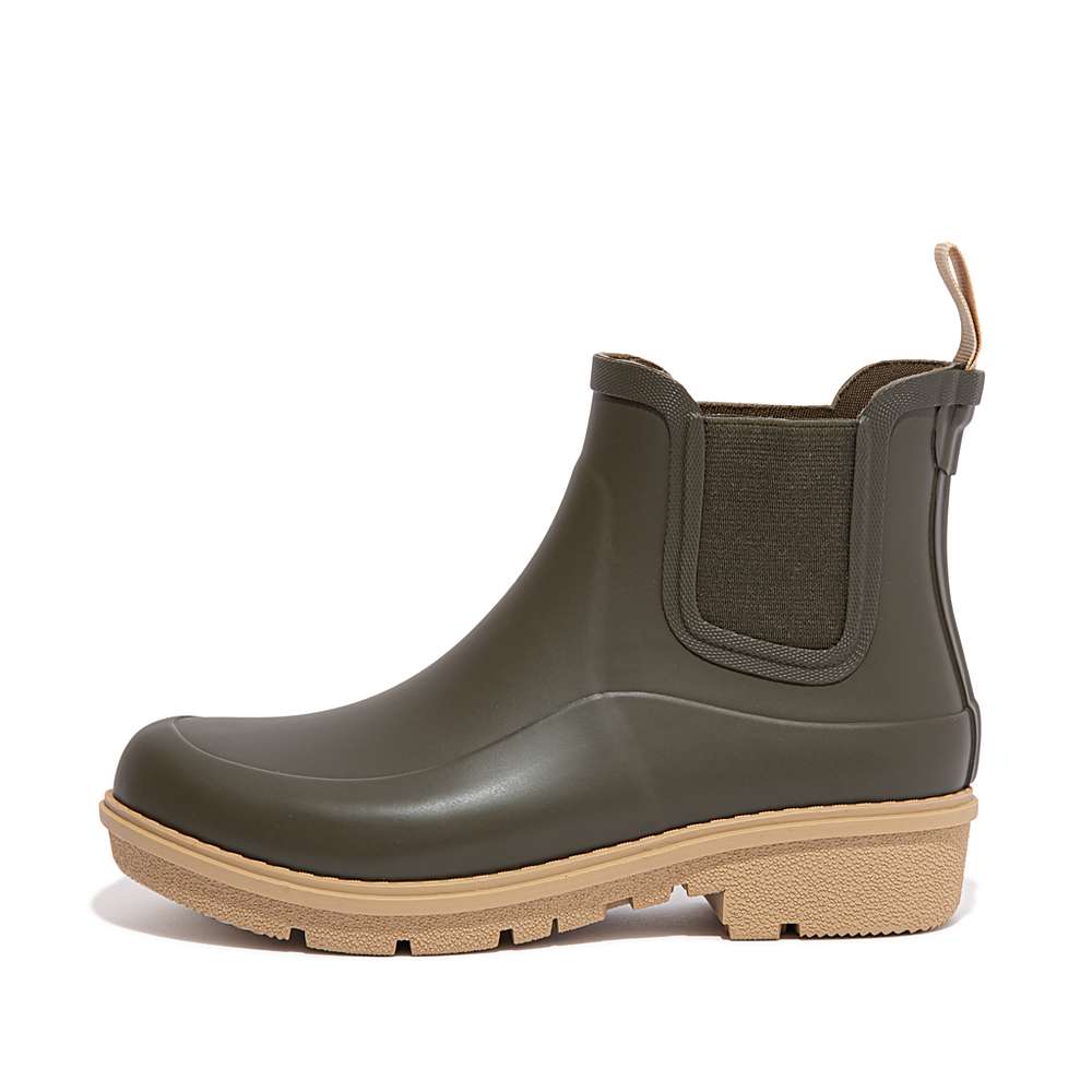 Olive Women\'s Fitflop WONDERWELLY Contrast-Sole Chelsea Rain Boots | LT6178259