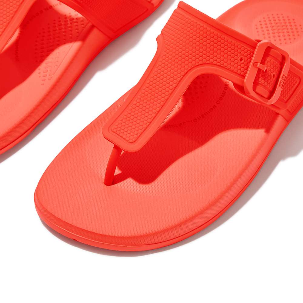 Orange Women's Fitflop IQUSHION Adjustable Buckle Flip Flops | IR2086154