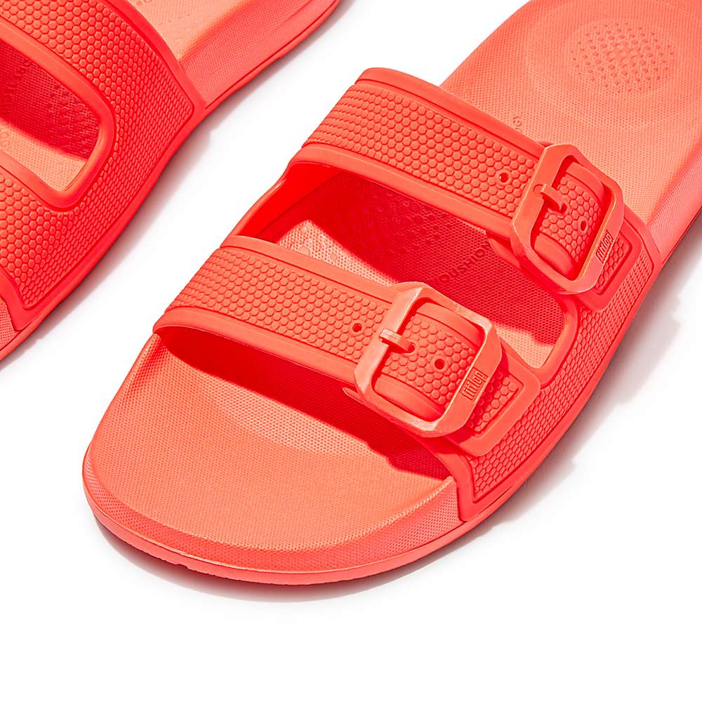 Orange Women's Fitflop IQUSHION Two-Bar Buckle Slides | GV5179204