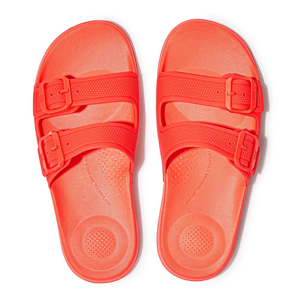 Orange Women's Fitflop IQUSHION Two-Bar Buckle Slides | GV5179204