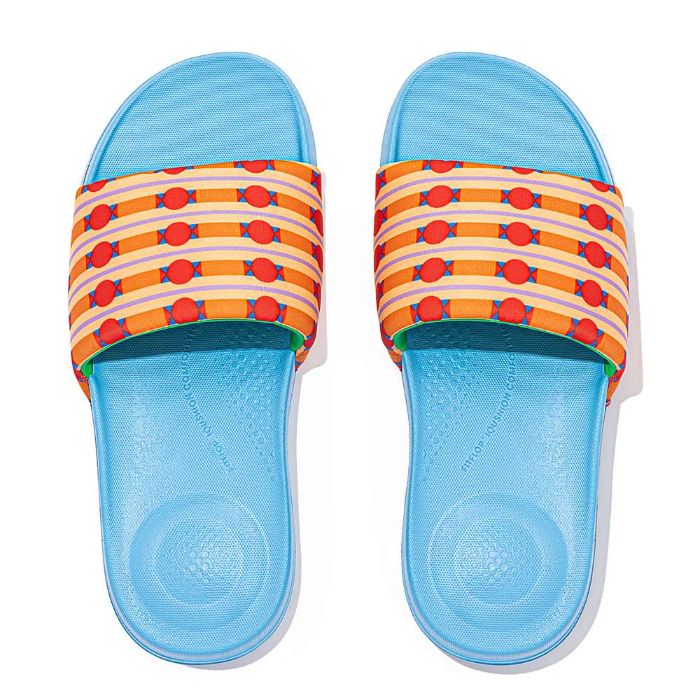 Orange Women's Fitflop IQUSHION X Yinka Ilori Water-Resistant Slides | XS1360478