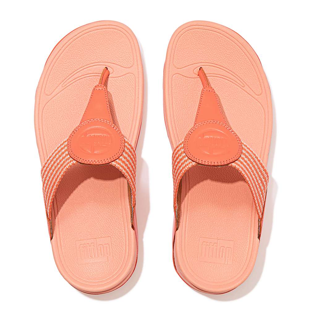 Orange Women's Fitflop WALKSTAR Finestripe Toe-Post Sandals | ON9612348