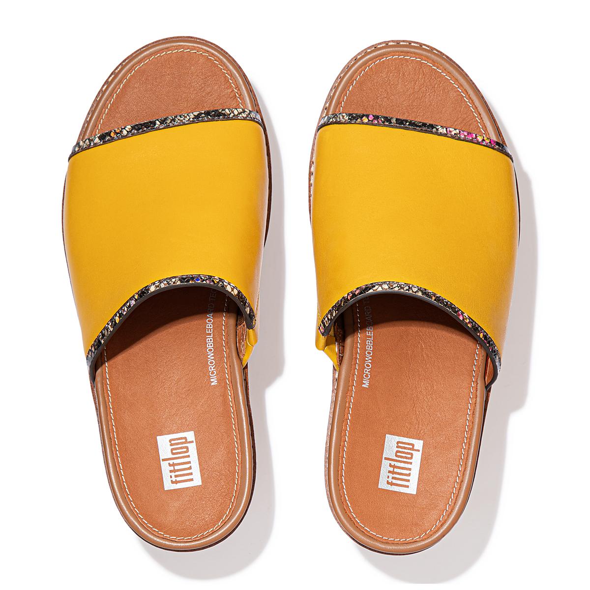 Orange Yellow Women's Fitflop ELOISE Snake Trim Espadrille Slides Sandals | IW1953728