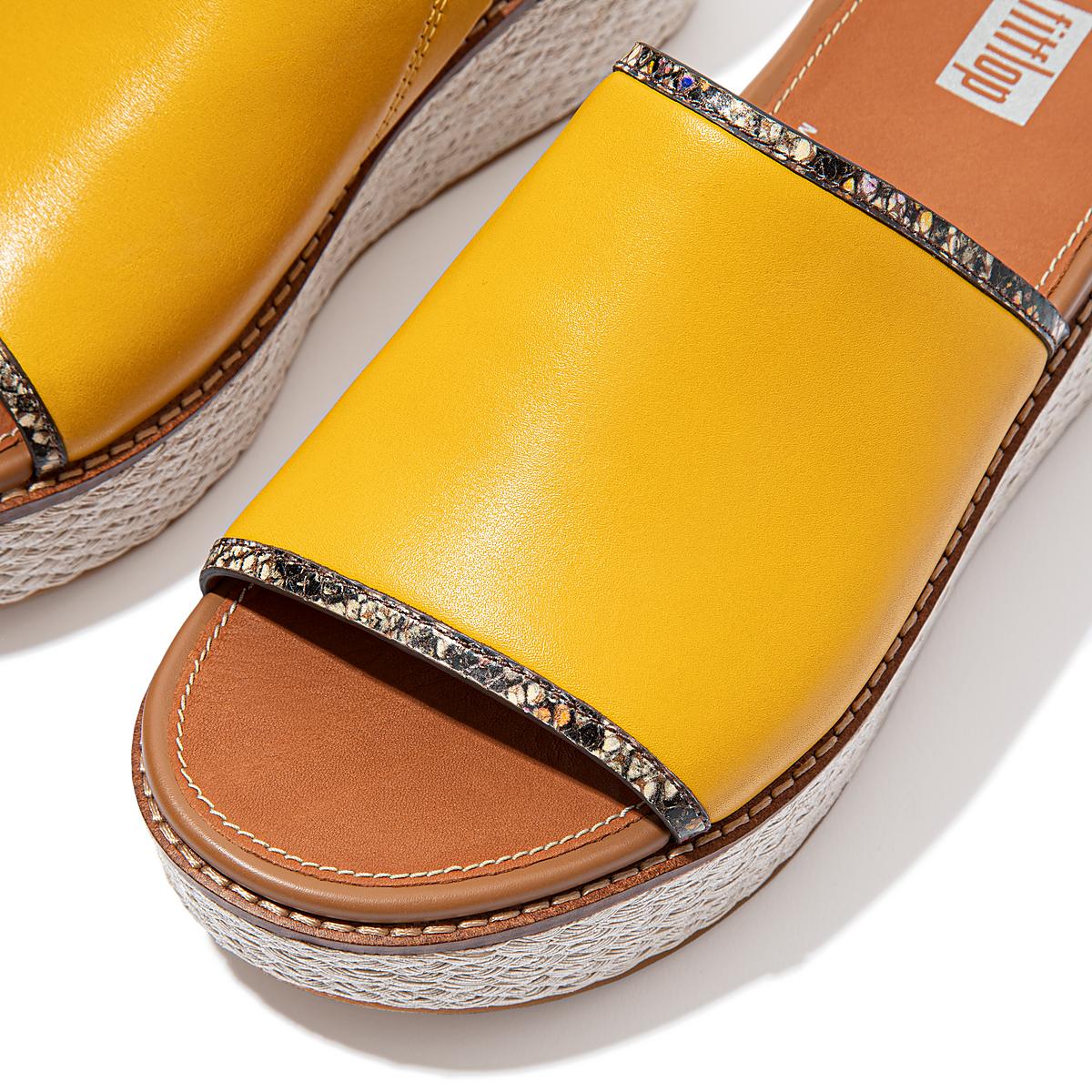 Orange Yellow Women's Fitflop ELOISE Snake Trim Espadrille Slides Sandals | IW1953728