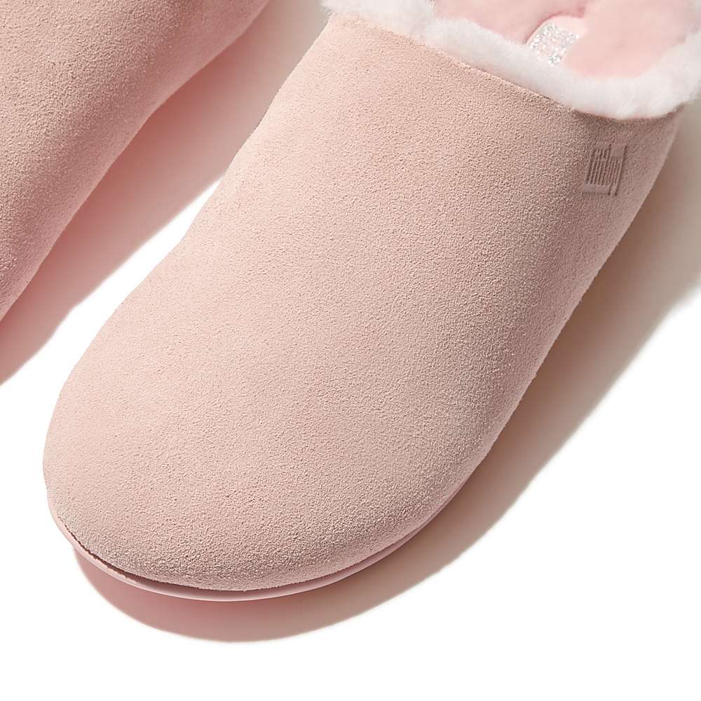 Pink Women's Fitflop CHRISSIE Shearling-Lined Suede Slippers | FD0831962