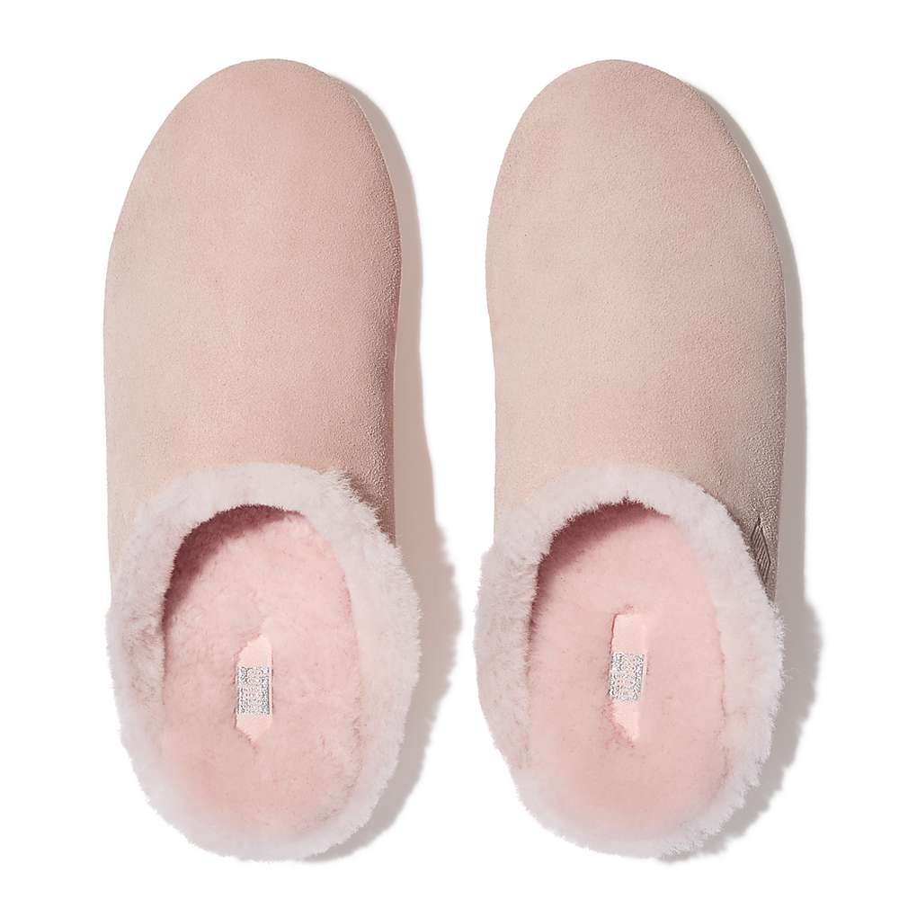 Pink Women's Fitflop CHRISSIE Shearling-Lined Suede Slippers | FD0831962