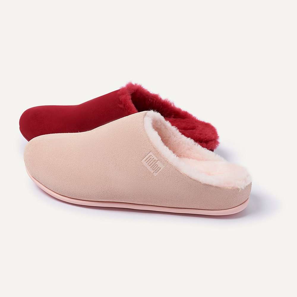 Pink Women's Fitflop CHRISSIE Shearling-Lined Suede Slippers | FD0831962