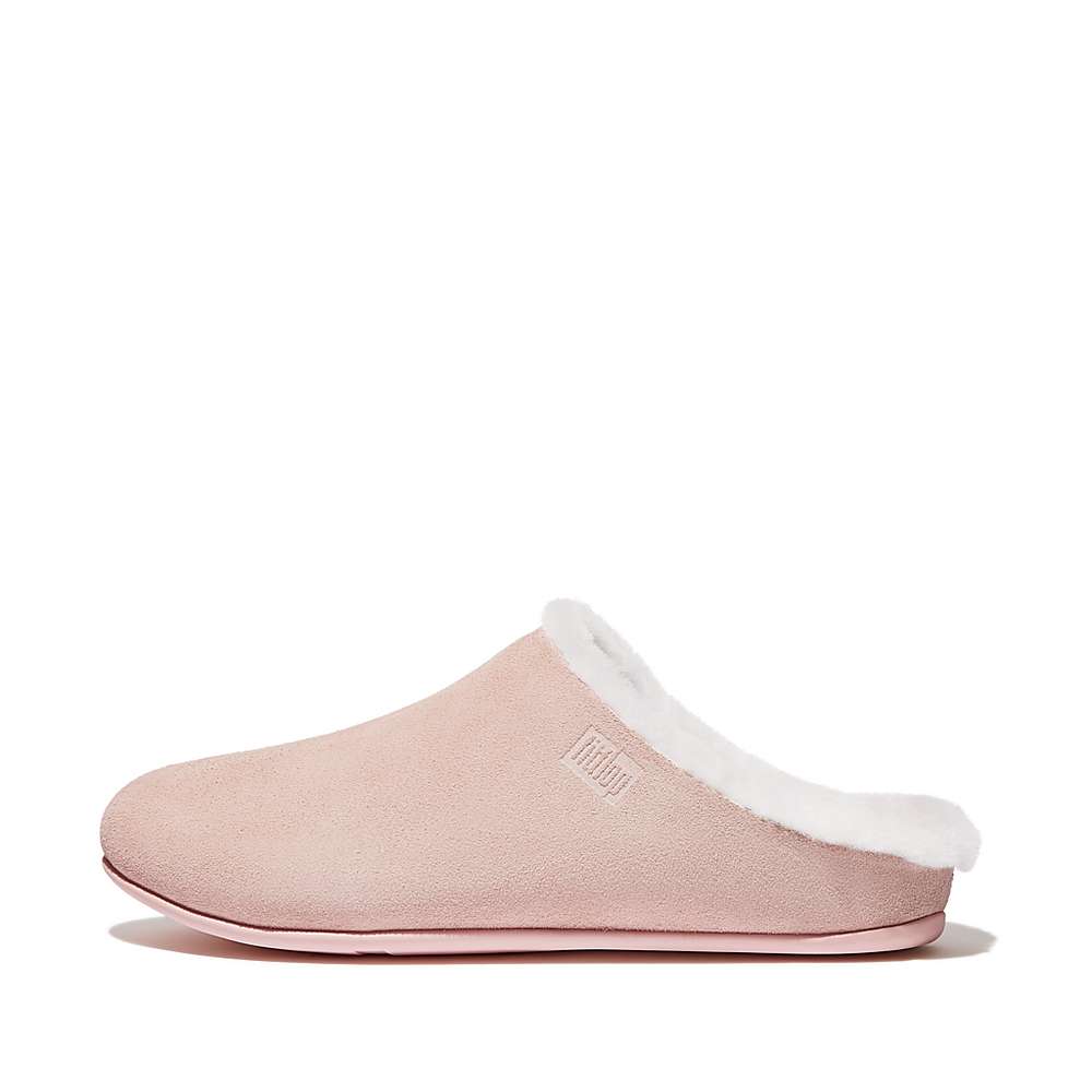 Pink Women\'s Fitflop CHRISSIE Shearling-Lined Suede Slippers | FD0831962