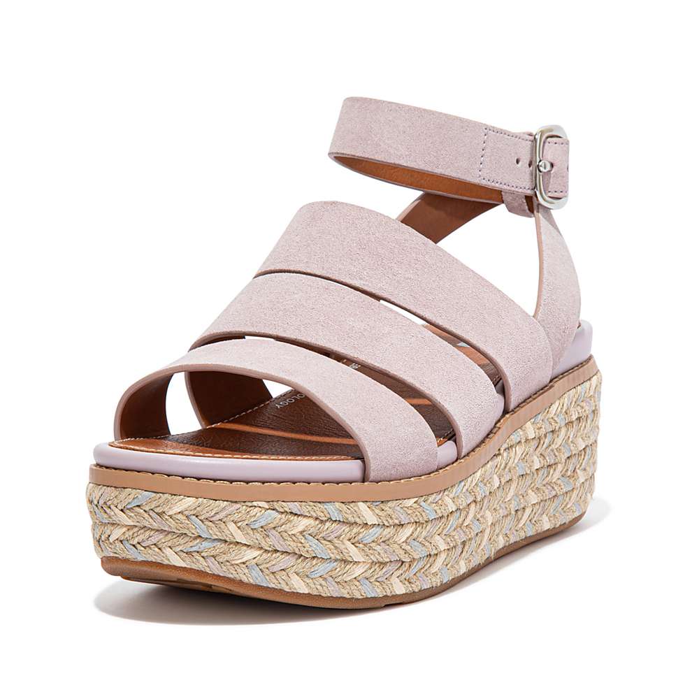 Pink Women's Fitflop ELOISE Espadrille Suede Wedge Sandals | LX1492305