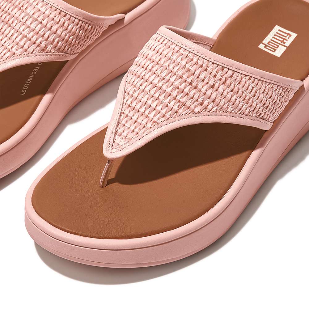 Pink Women's Fitflop F-MODE Woven Flatform Toe-Post Sandals | NG0328496