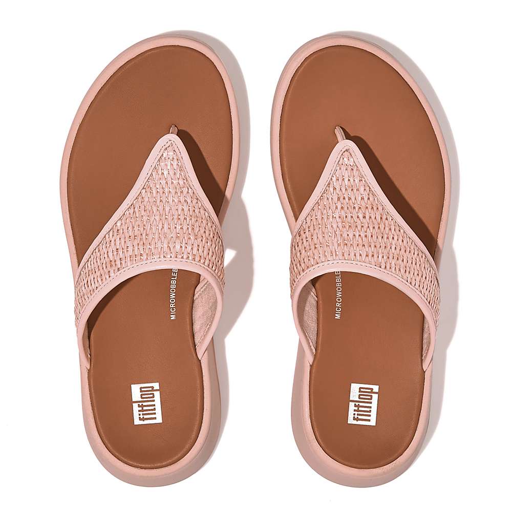 Pink Women's Fitflop F-MODE Woven Flatform Toe-Post Sandals | NG0328496