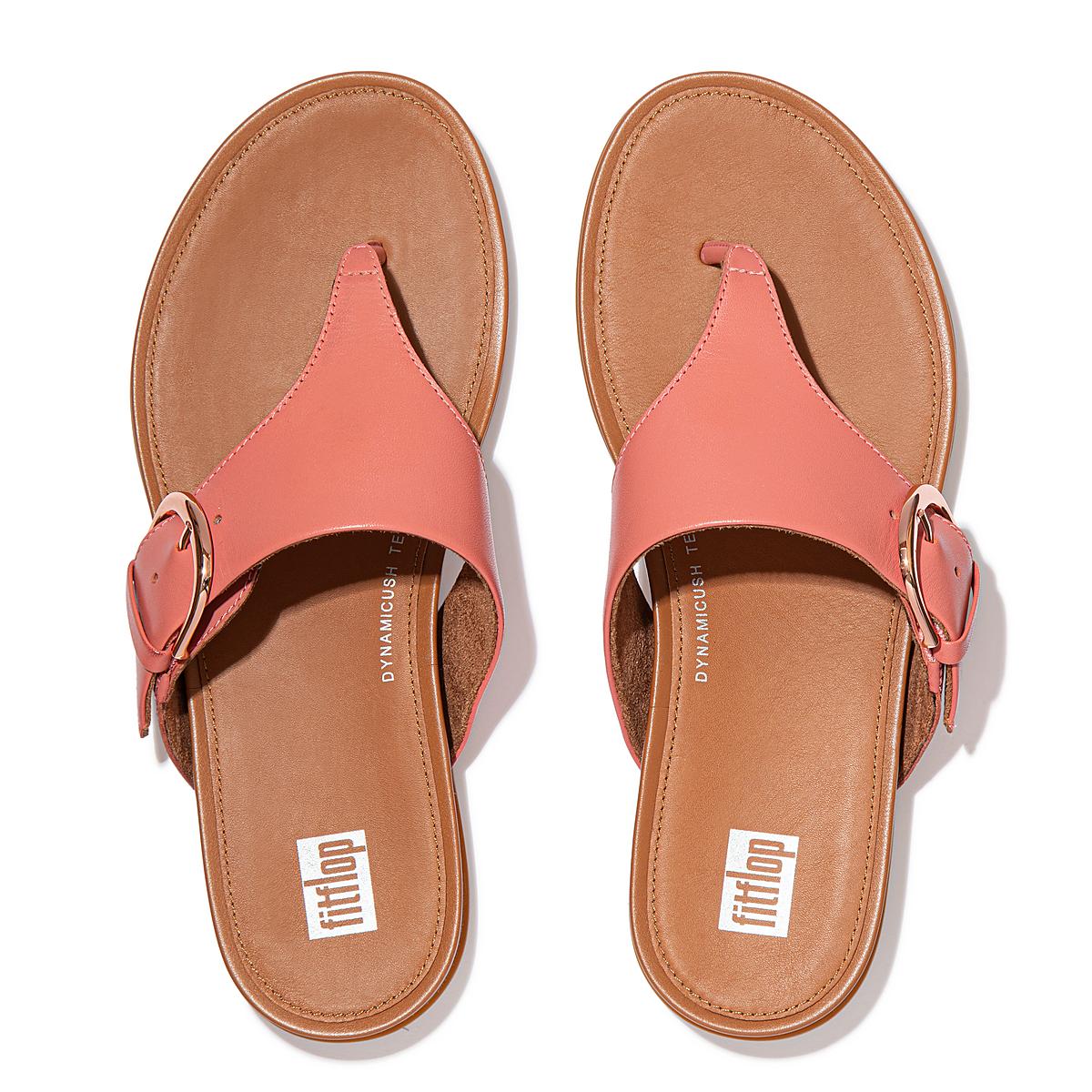 Pink Women's Fitflop GRACIE Buckle Leather Toe-Post Sandals | SO2739486