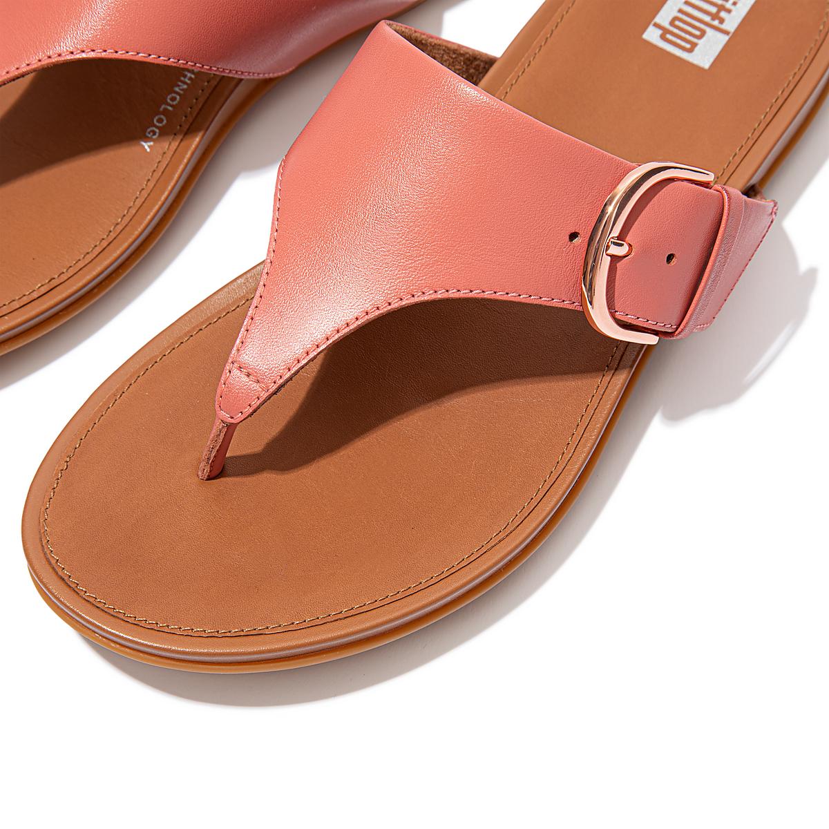 Pink Women's Fitflop GRACIE Buckle Leather Toe-Post Sandals | SO2739486