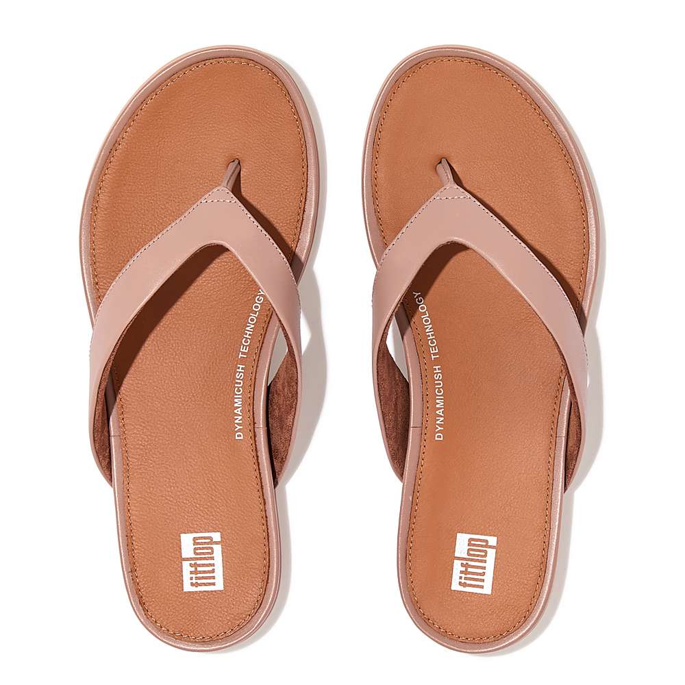 Pink Women's Fitflop GRACIE Leather Flip Flops | LR2613758