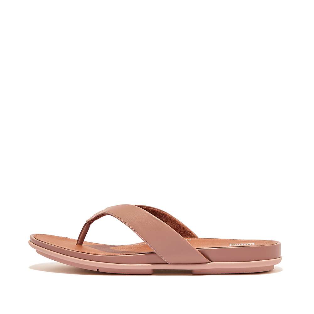 Pink Women\'s Fitflop GRACIE Leather Flip Flops | LR2613758