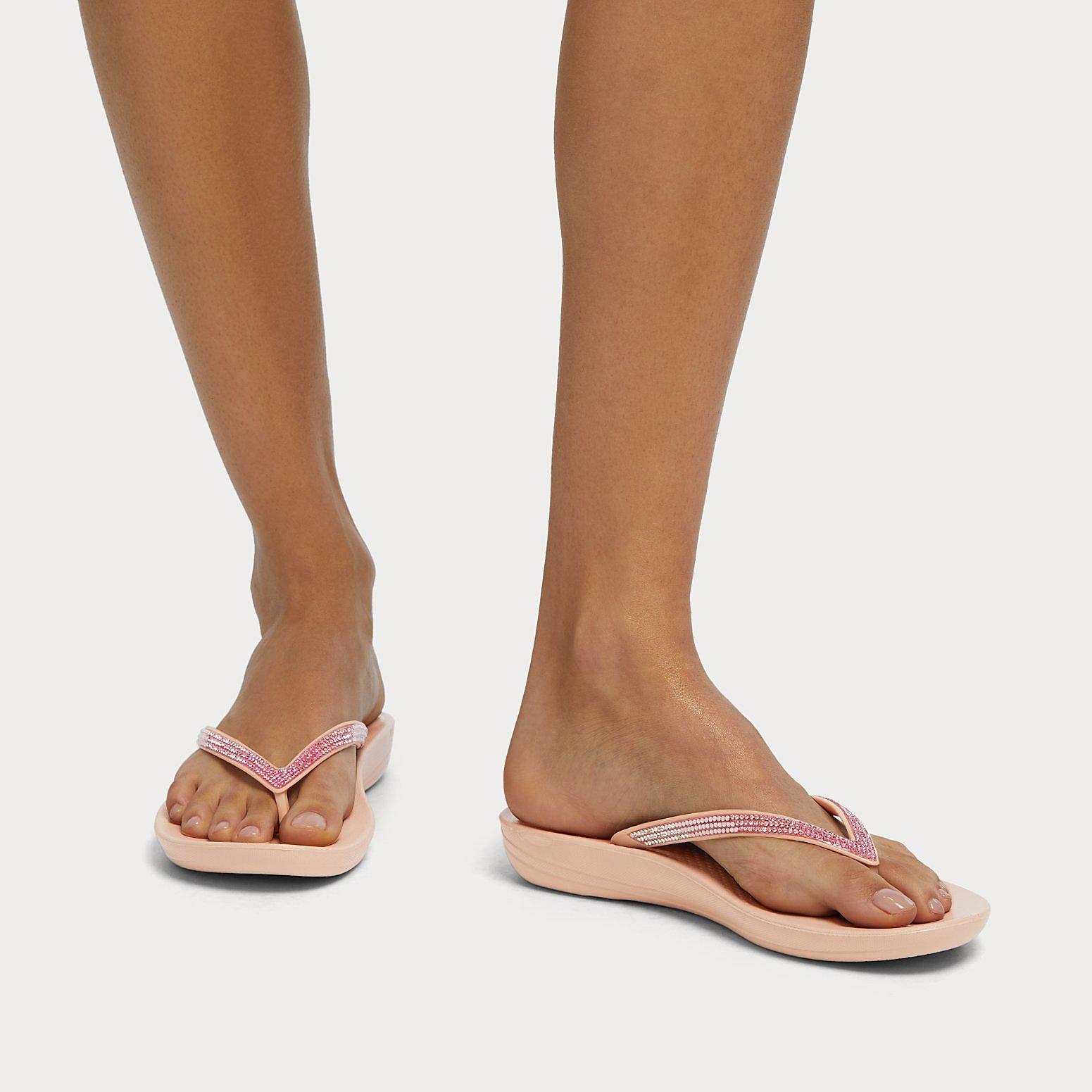 Pink Women's Fitflop IQUSHION Ombre Sparkle Flip Flops | JF3705269