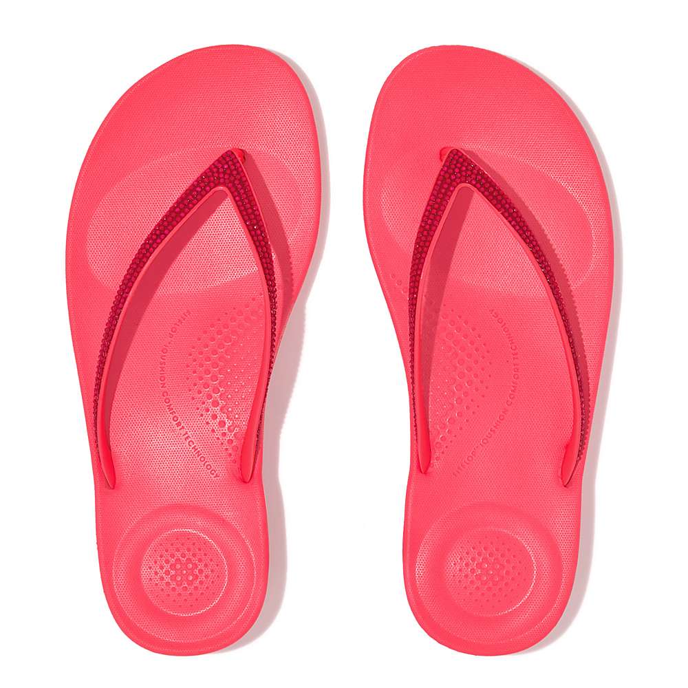 Pink Women's Fitflop IQUSHION Sparkle Flip Flops | DQ4805271