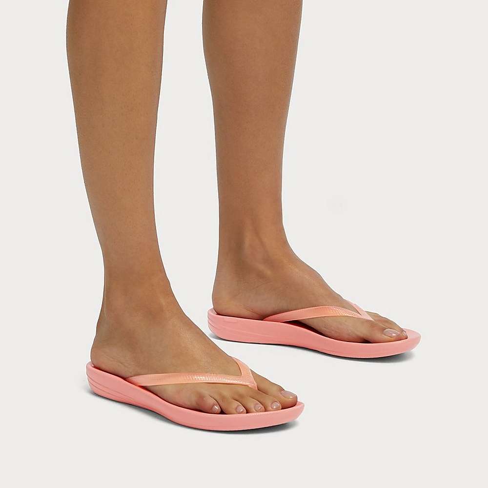 Pink Women's Fitflop IQUSHION Transparent Flip Flops | HD8415276