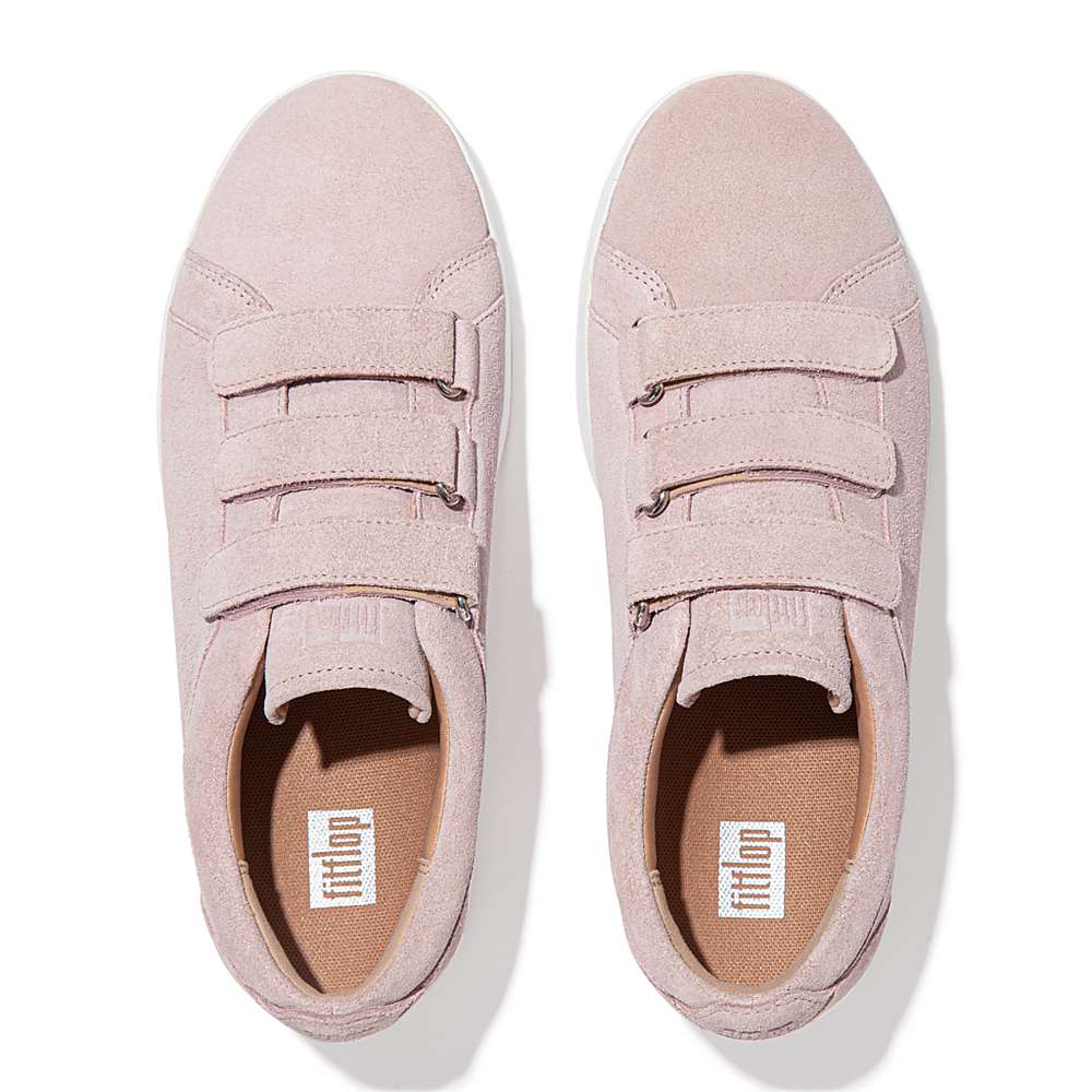 Pink Women's Fitflop RALLY Strap Suede Sneakers | MP7085623