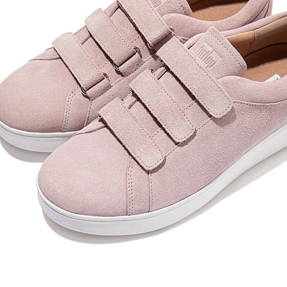 Pink Women's Fitflop RALLY Strap Suede Sneakers | MP7085623