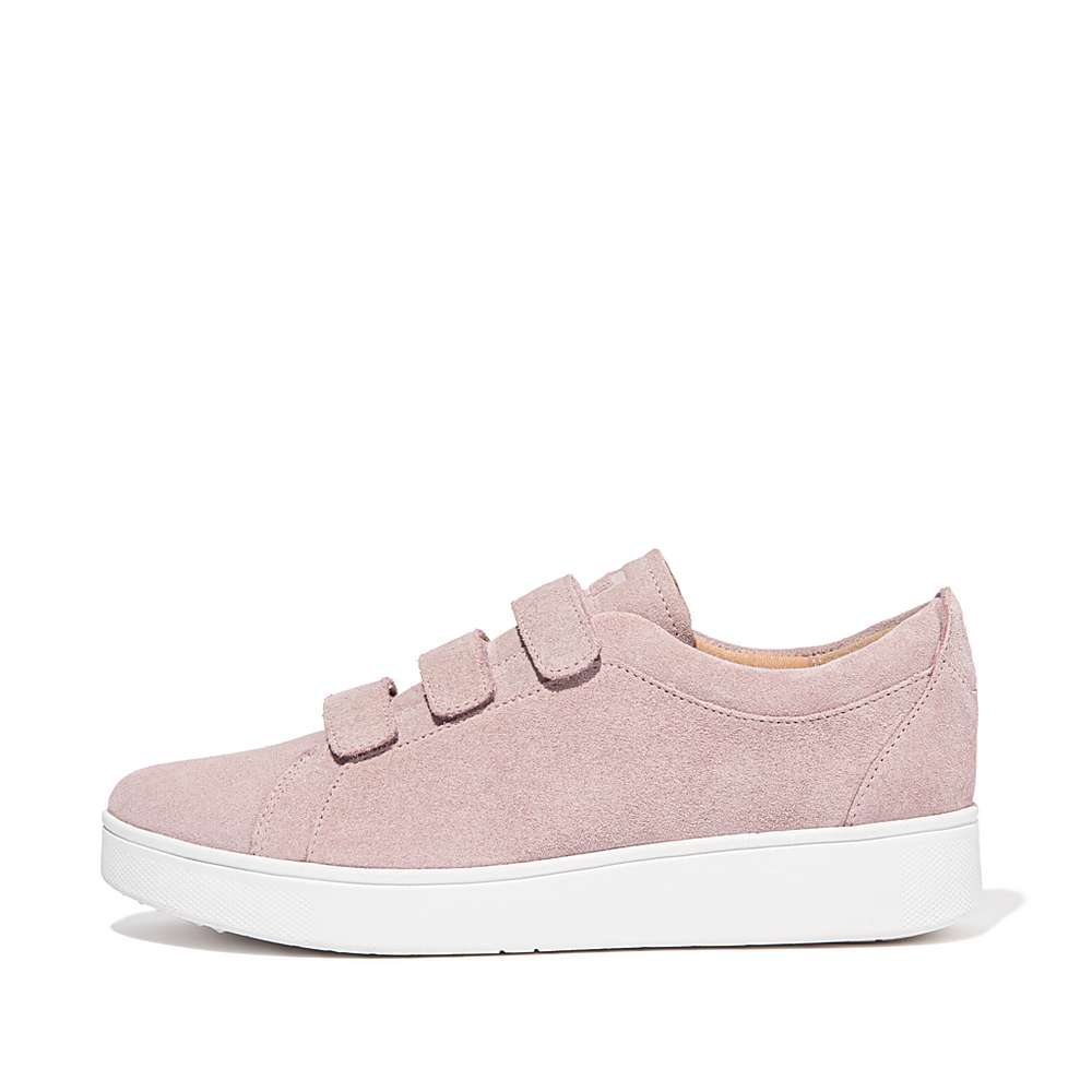 Pink Women\'s Fitflop RALLY Strap Suede Sneakers | MP7085623