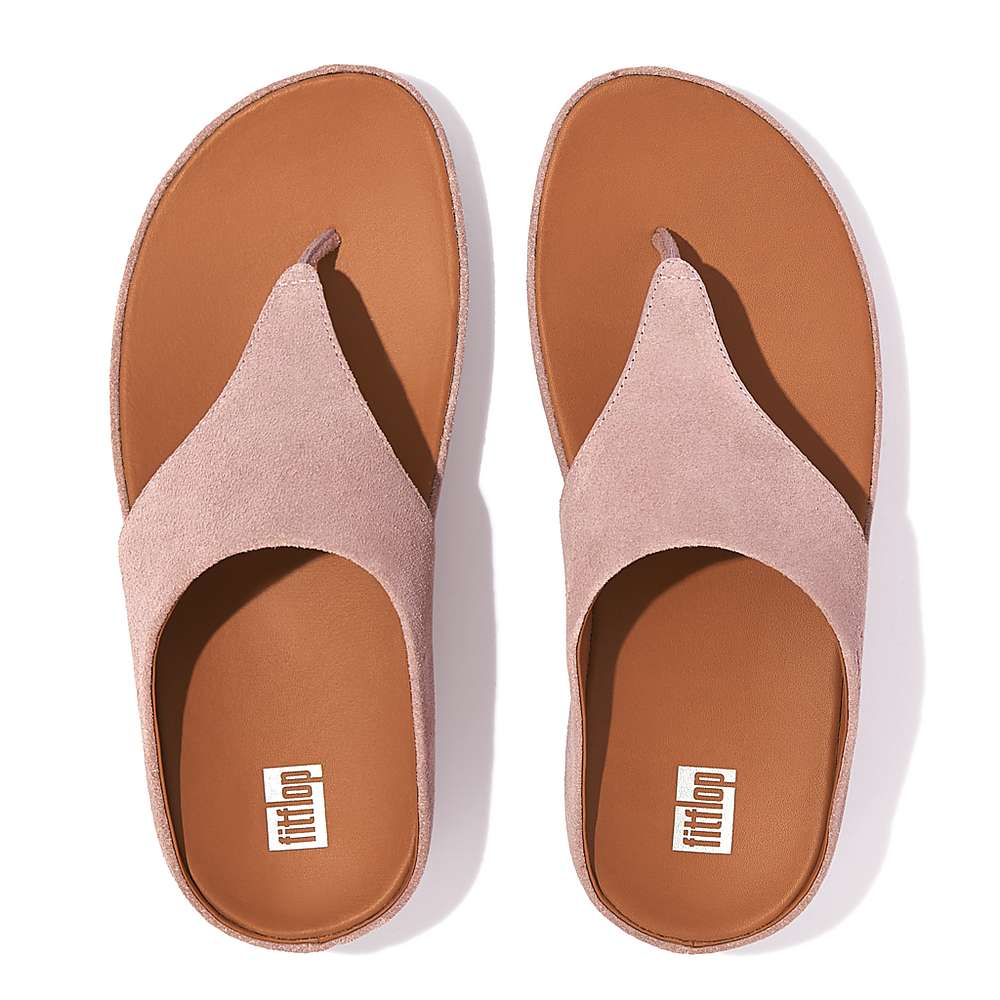 Pink Women's Fitflop SHUV Suede Toe-Post Sandals | LA8290645