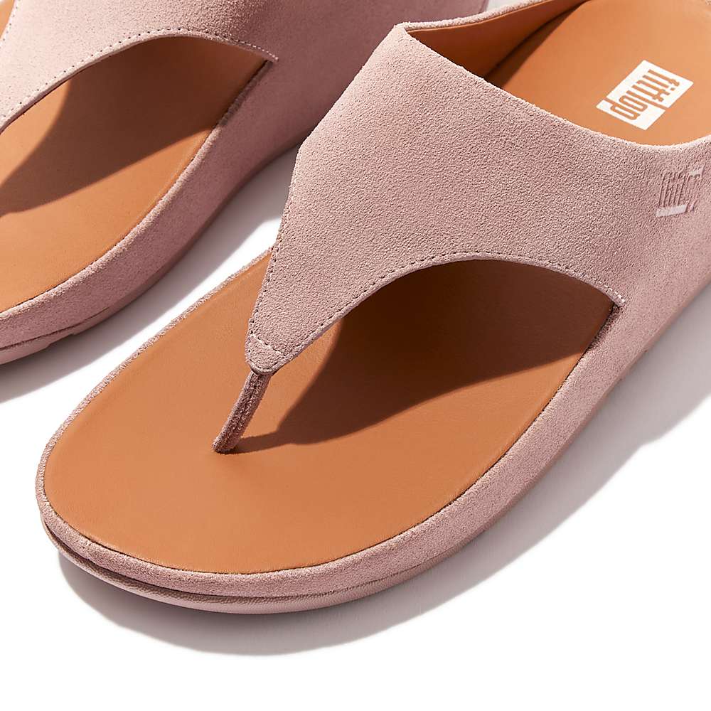 Pink Women's Fitflop SHUV Suede Toe-Post Sandals | LA8290645