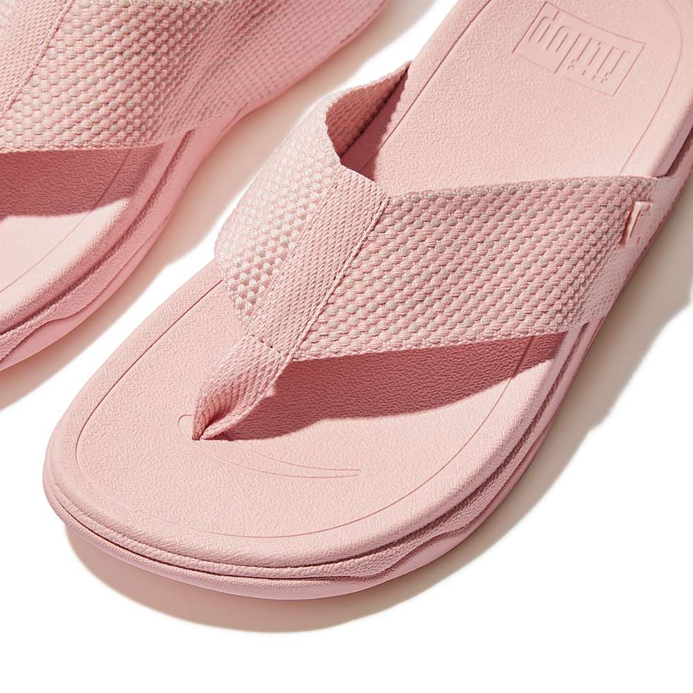 Pink Women's Fitflop SURFA Webbing Toe-Post Sandals | IL8097635